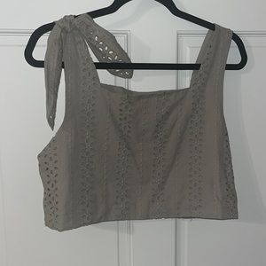 Zara green eyelet crop top
